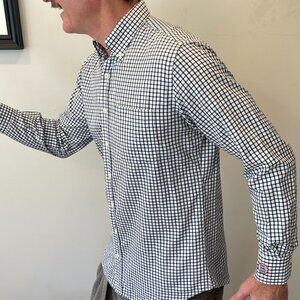 Peter Millar Mens Blue Plaid Long Sleeve Shirt  Medium